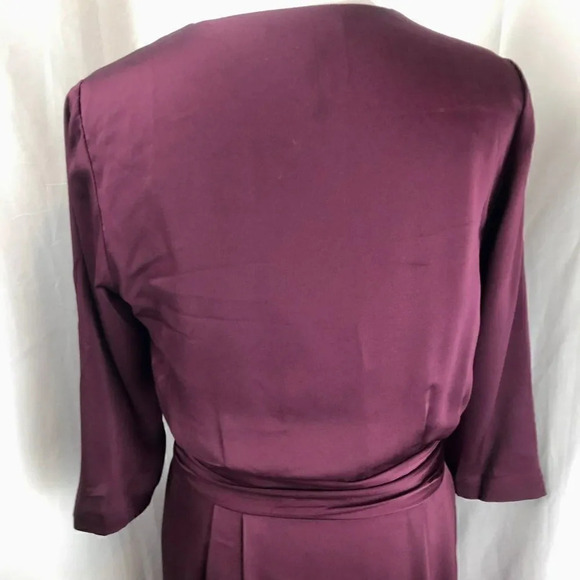 Banana Republic Tall Wrap Dress Plum Burgundy Jewel Tone 3/4 Sleeve Size 10 - Picture 12 of 12